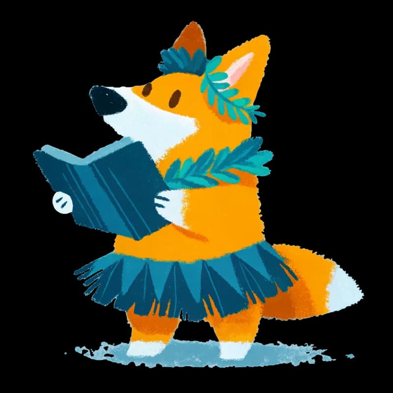 DOGTOR 的角色：拿著書的柯基狗博士